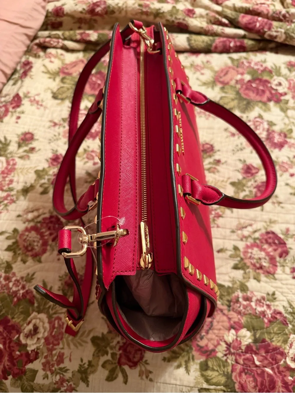 Michael Kors -Red Studded Leather Satchel (NEW)